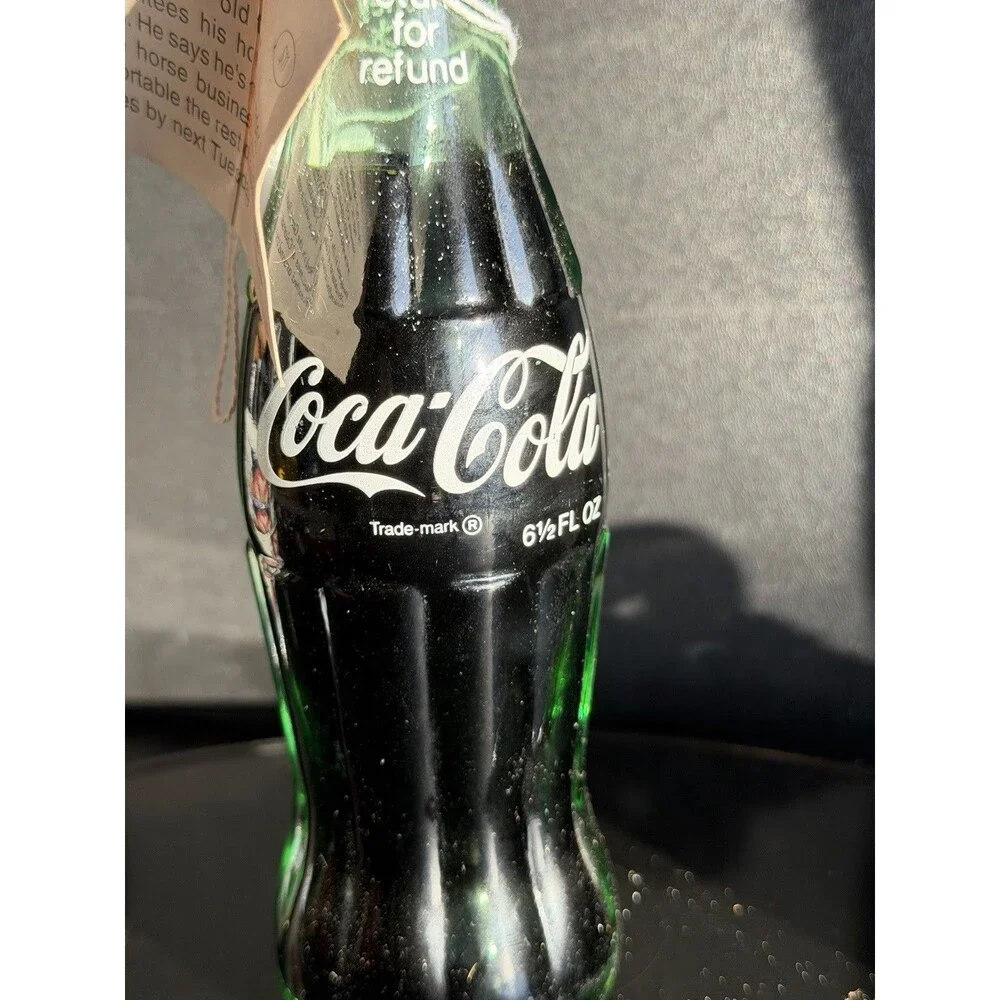 Vintage Coca Cola Bottle with Hand-Carved Wooden TopperFigurine